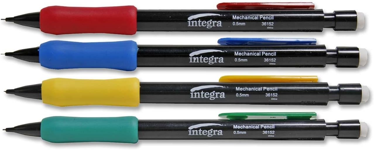 Integra Grip Mechanical Pencils - 0.5 mm Lead Diameter - Refillable - Assorted Barrel - 1 Dozen