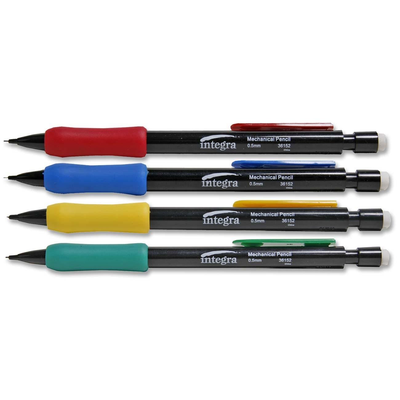 Integra Grip Mechanical Pencils - 0.5 mm Lead Diameter - Refillable - Assorted Barrel - 1 Dozen