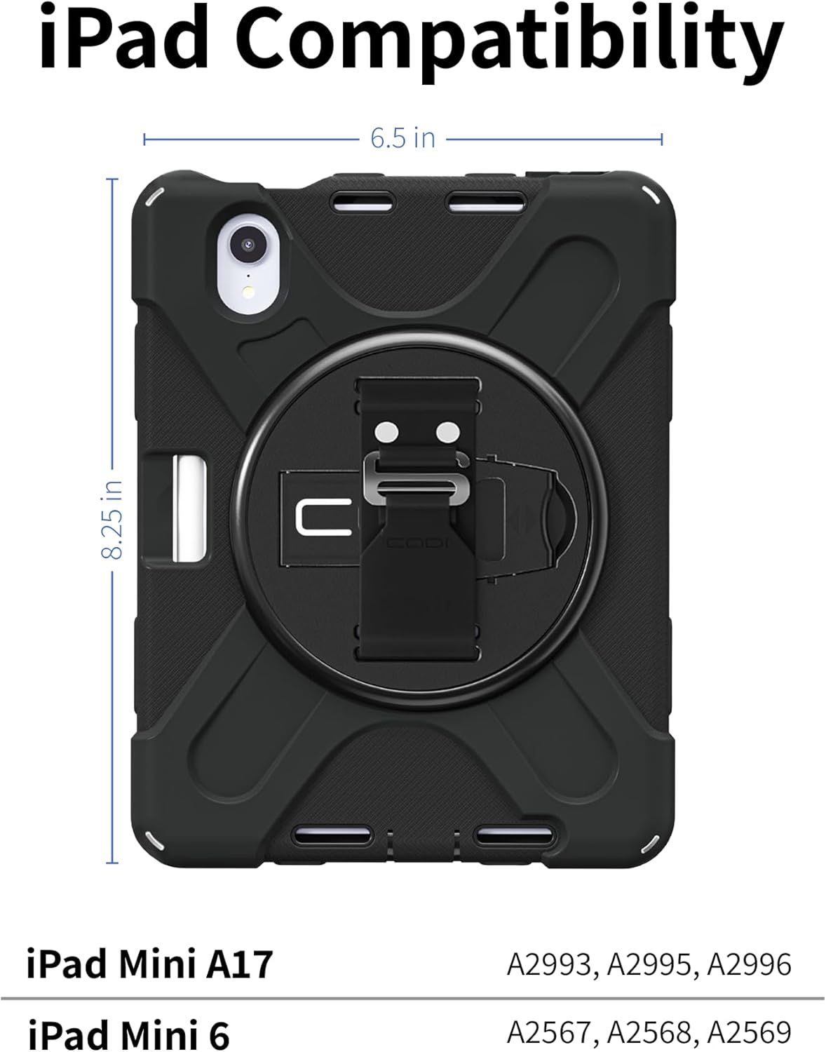CODi Rugged Case for iPad Mini 6/iPad Mini A17 Pro | 360° Protection, Drop-Test Certified, Rotating Kickstand