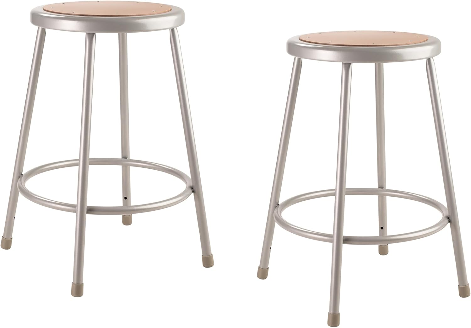 National Public Seating NPS 6200 Series 24-inch Heavy Duty Steel Stool, Gray -2 Pack (6224/2)