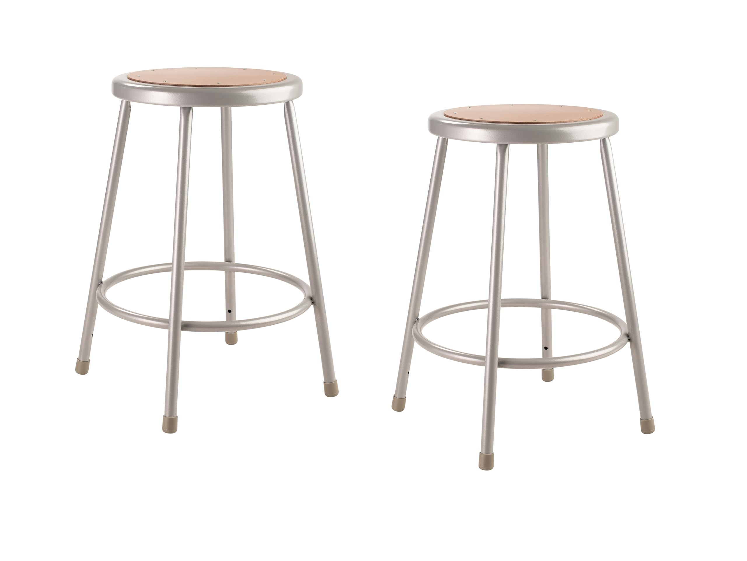 National Public Seating NPS 6200 Series 24-inch Heavy Duty Steel Stool, Gray -2 Pack (6224/2)