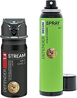 ASP Defender LE Pepper Spray Stream MK3 & Decon Cleanser Spray, Self-Defense OC for Law Enforcement Professionals, 15-Foot Range, 1.5 oz.