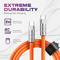 STATIK TSumoCharge 100W USB-C to USB-C Charging Cable, Heavy-Duty Silicone, 6 ft