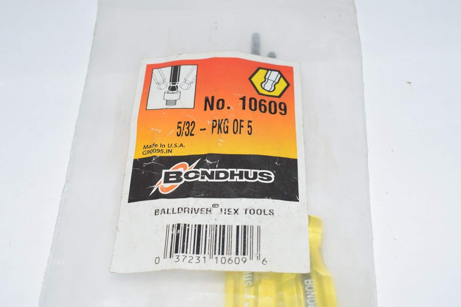 Bondhus 10609 Ball-End Hex Driver, 5/32 in