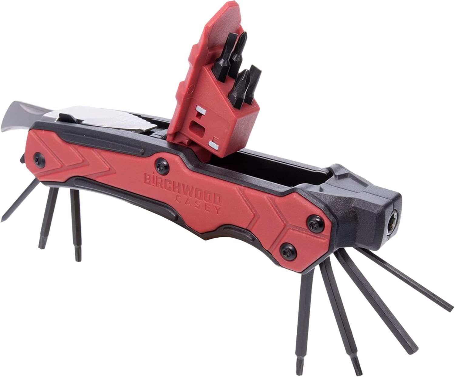 Birchwood Casey Universal Gun Multi-Tool | Durable Versatile Compact Portable Gunsmithing 14-in-1 Tool | Bits, Bit Driver