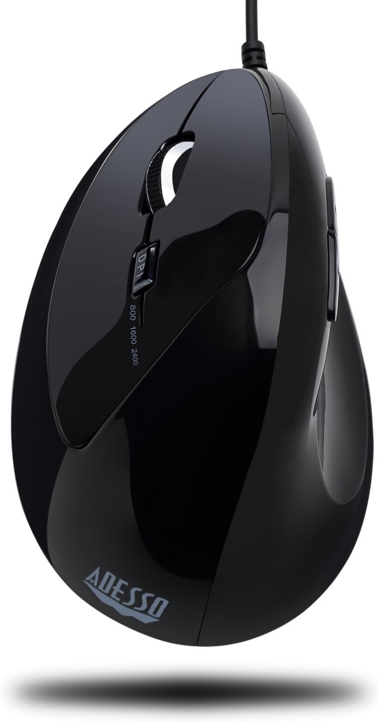 Imouse E7 - Ergonomic Mouse for Left Hand, with Cable, Programmable Functions, and Adjustable Weight, Black
