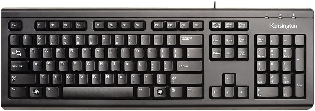 Kensington Keyboard for Life, Model K64370A, Spill-Safe 104-Key USB, Black