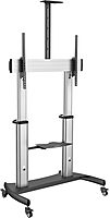 StarTech.com Mobile TV Stand - Heavy Duty TV Cart for 60-100" Display (100kg/220lb) - Height Adjustable Rolling Flat Screen Floor Standing on Wheels - Universal Television Mount w/Shelves (STNDMTV100)