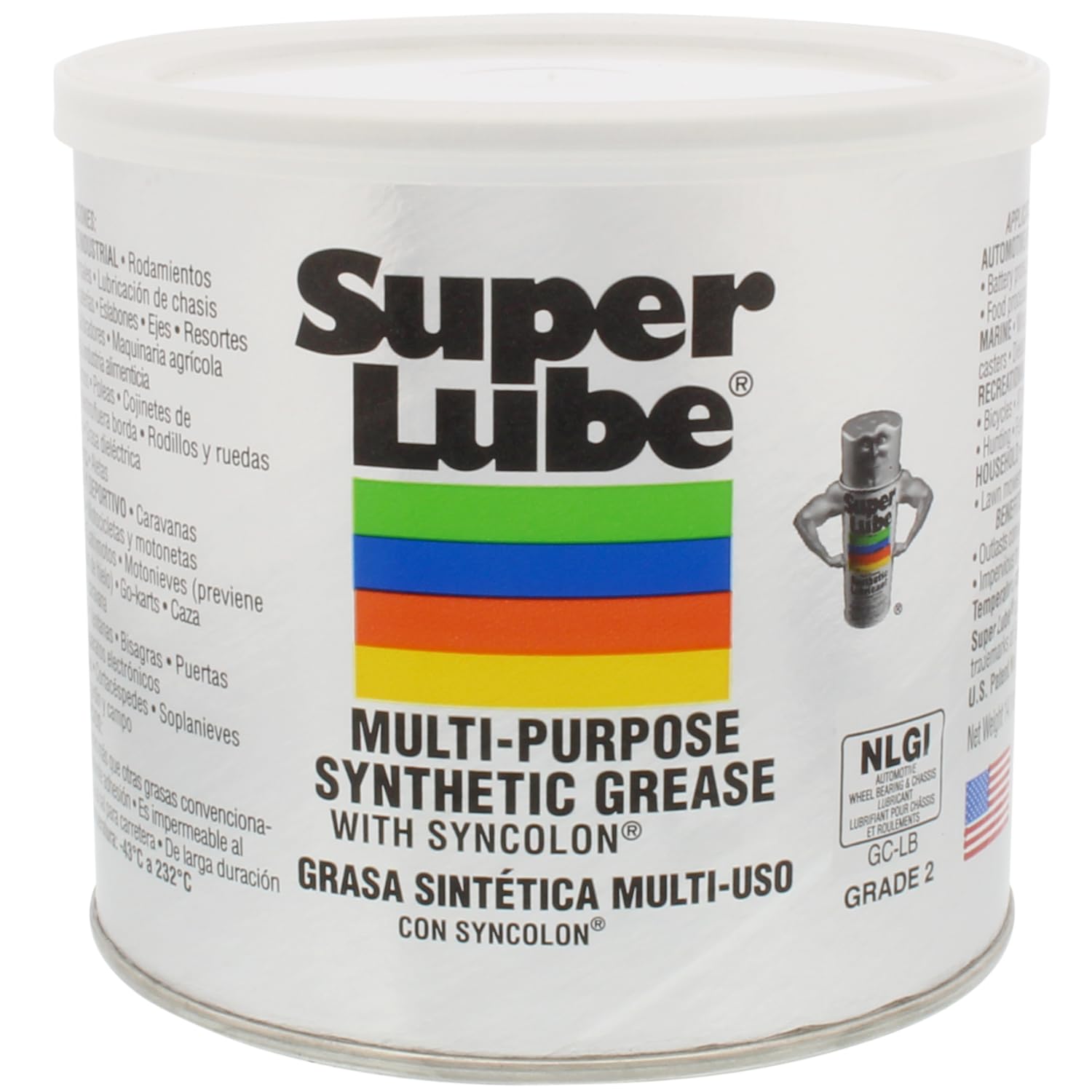 Super Lube 41160 Synthetic Grease (NLGI 2), 14.1 oz Canister, Translucent White 14.1oz/400g Canister
