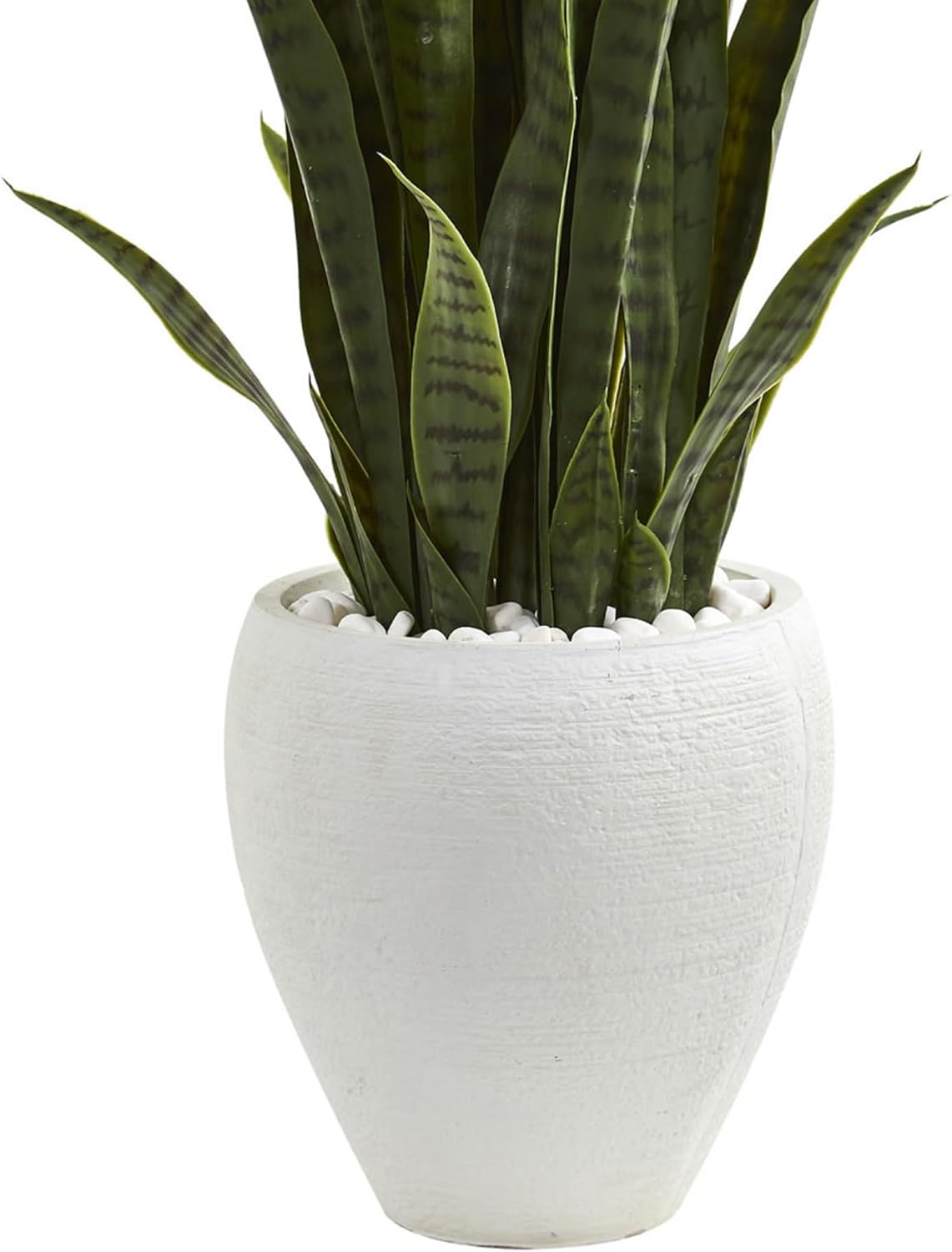 Nearly Natural 3.5-ft Artificial Tall Snake Plant Sansevieria, Yellow Faux Snake Plant for Indoor Home Decor in White