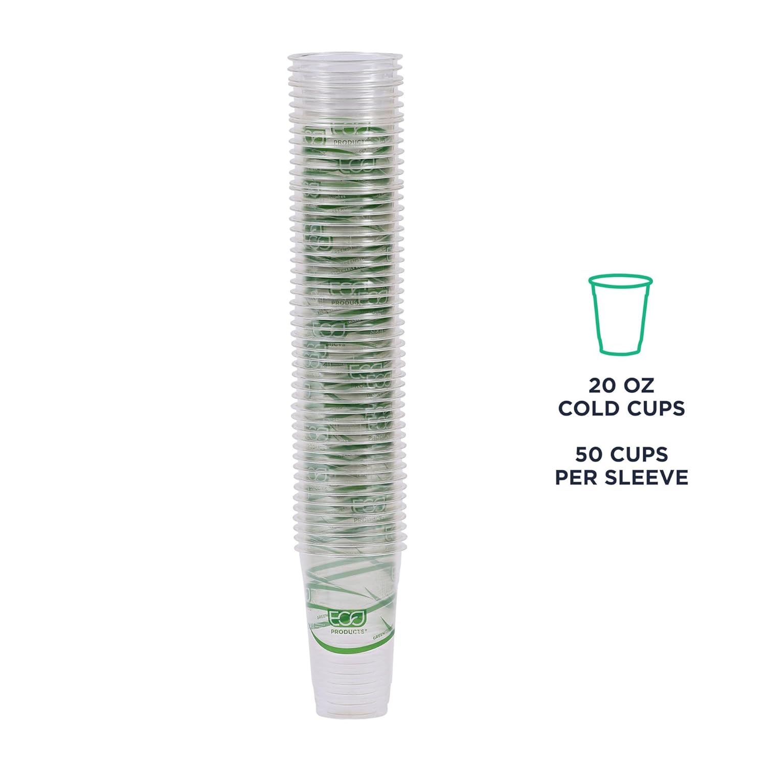 ECO-PRODUCTS GreenStripe Clear Compostable PLA Cold Cups