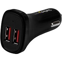 StarTech.com Dual Port USB Car Charger - High Power 24W/4.8A - Black - 2-Port USB Car Charger - Charge Two Tablets at Once (USB2PCARBKS) BLACK Dual USB (24W/4.8A)