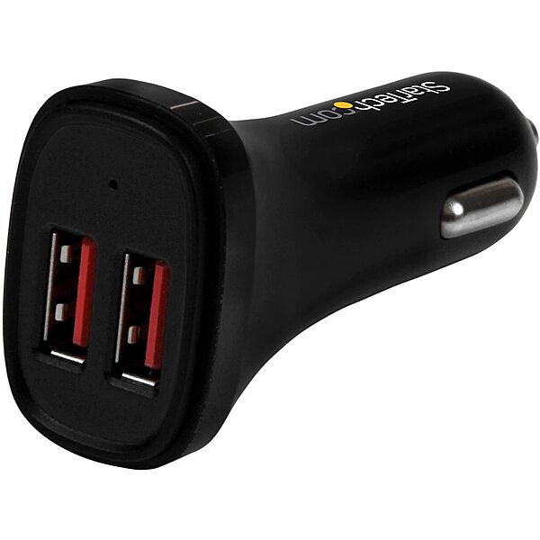StarTech.com Dual Port USB Car Charger - High Power 24W/4.8A - Black - 2-Port USB Car Charger - Charge Two Tablets at Once (USB2PCARBKS) BLACK Dual USB (24W/4.8A)