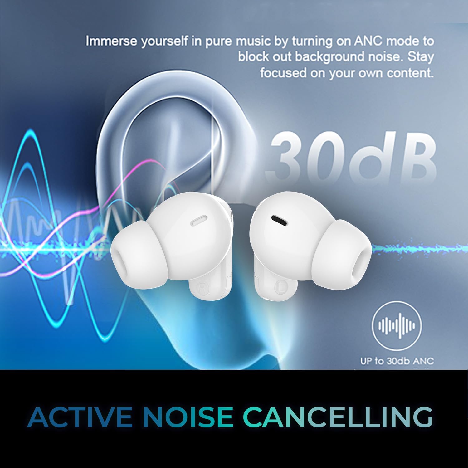 Xtream T2 Bluetooth Wireless Earbuds with ANC and Built-in Microphone