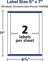 Avery Glossy Clear Rectangle Labels, Sure Feed Technology, 5\" x 7\", Laser/Inkjet Printable