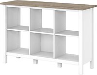Bush Furniture Mayfield 6 Cube Bookcase in Pure White and Shiplap Gray | Storage for Home Office Workspace Shiplap Gray/Pure