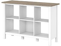 Bush Furniture Mayfield 6 Cube Bookcase in Pure White and Shiplap Gray | Storage for Home Office Workspace Shiplap Gray/Pure White