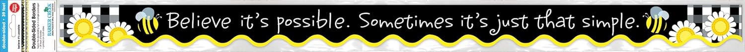 Barker Creek Double-Sided Scalloped Border with Inspirational Quote, Believe, for Bulletin Boards, Reception Areas, Halls