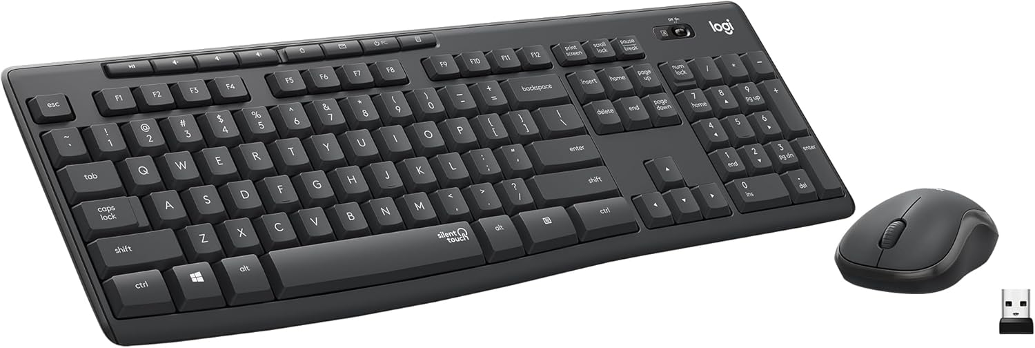 Logitech MK295 Wireless Mouse & Keyboard Combo with SilentTouch Technology, Full Numpad