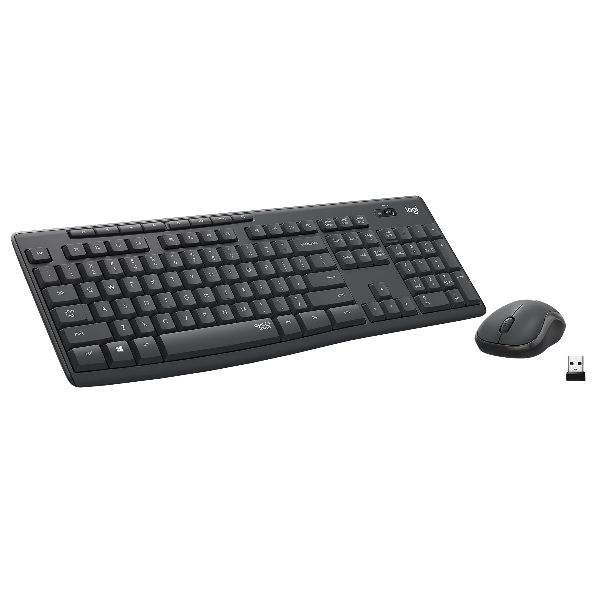 Logitech MK295 Wireless Mouse & Keyboard Combo with SilentTouch Technology, Full Numpad