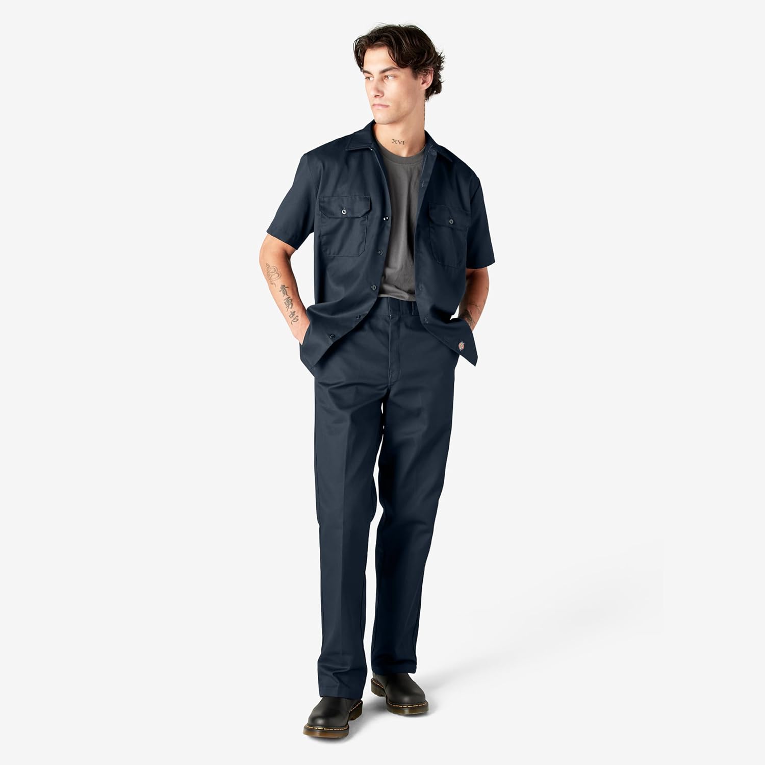 DICKIES Men's Short Sleeve Twill Work Shirt - Button-Front