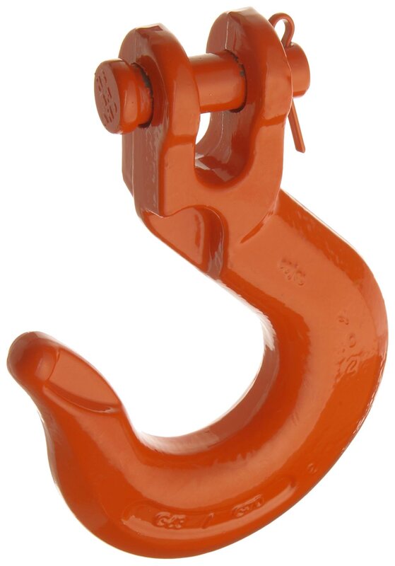Columbus McKinnon M906A Grade 63 Alloy Steel Clevis Slip Hook, Painted Orange, 3/8" Trade, 5500 lbs Working Load Limit