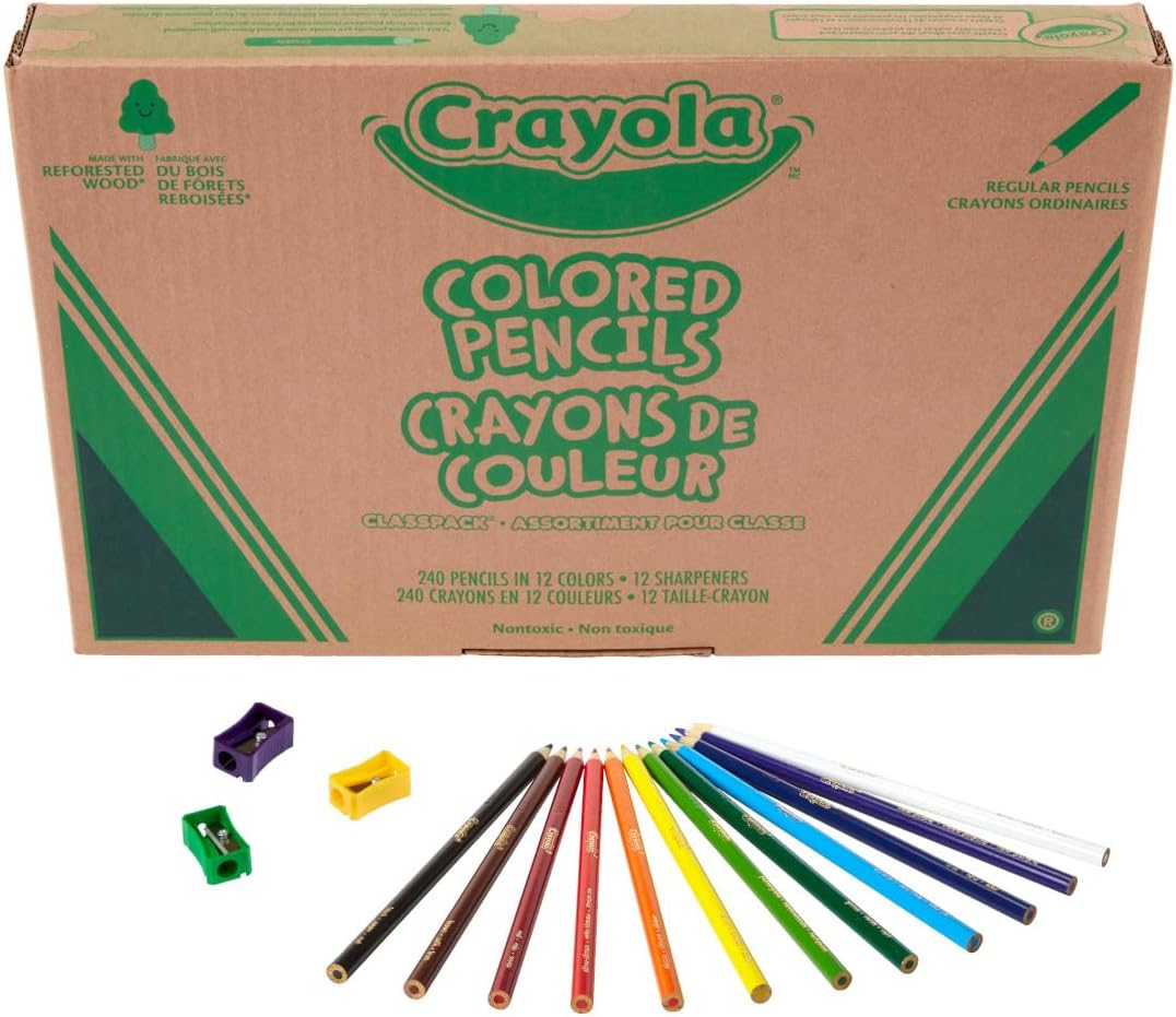 Crayola Colored Pencils Classpack (240ct), Must Have Classroom Supplies for Teachers, Bulk Colored Pencils for School