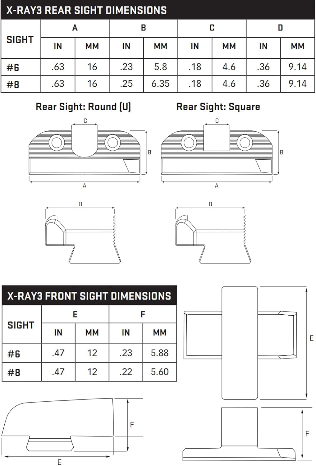 SIG SAUER X-RAY3 3-Dot Tritium Day/Night Pistol Sights