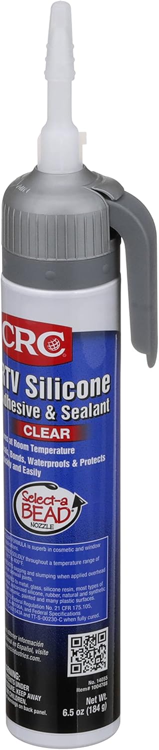 CRC RTV Silicone Sealant 14055 – 6.5 Wt Oz., Clear, General Purpose Barely Visible Gasket Sealant