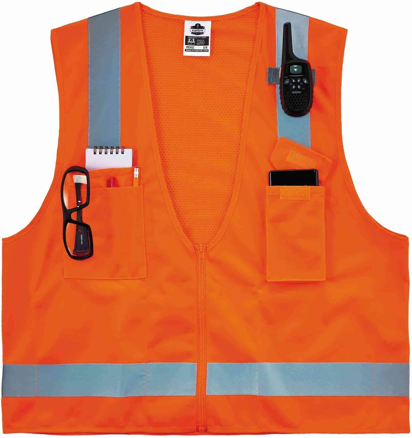 Ergodyne GloWear 8249Z Hi-Vis Surveyor Safety Vest, Solid Front Mesh Back, Type R Class 2