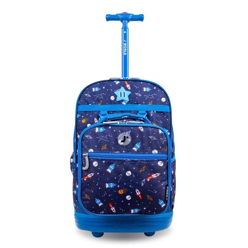 J World New York Unisex Kid's Duo Rolling Backpack with Lunch Box Set, Spaceship, One Size One Size Spaceship