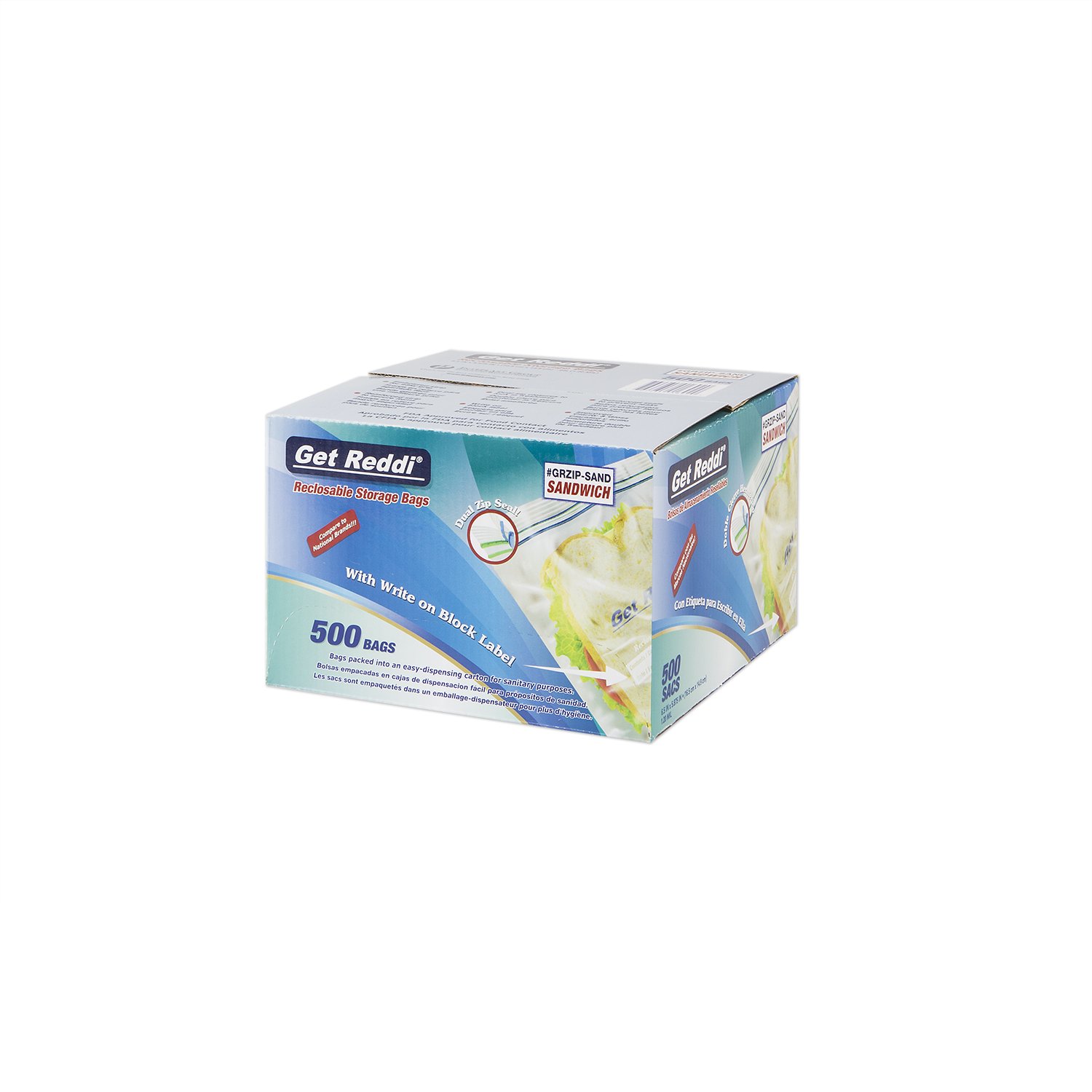 Inteplast Group GRZIP-Sand IBS Reclosable Food Bags, Sandwich, 6-1/2" x 5-7/8", 1.20 Mil, Natural (Pack of 500)