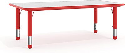 Flash Furniture Wren 23.625''W x 47.25''L Rectangular Red Plastic Height Adjustable Activity Table with Grey Top Red Set of 1