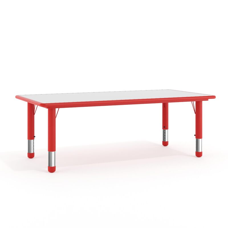 Flash Furniture Wren 23.625''W x 47.25''L Rectangular Red Plastic Height Adjustable Activity Table with Grey Top Red Set of 1