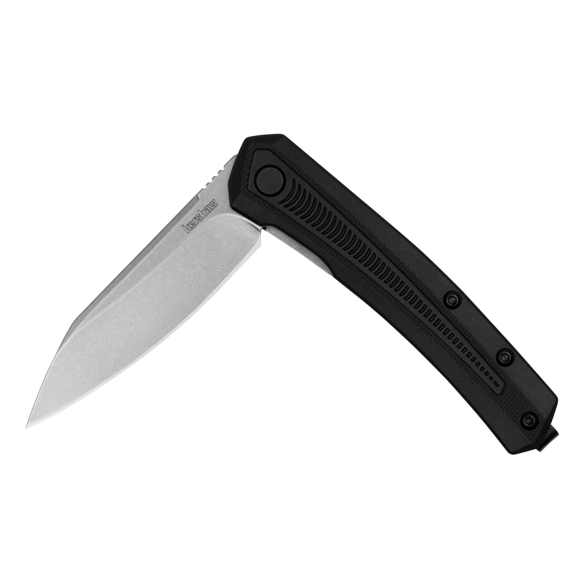 Kershaw Raygun Folding Pocket Knife, 2.8 inch 4Cr14 Gray Stainless Steel Blade, Stonewashed Finish, Black Handle, Liner Lock
