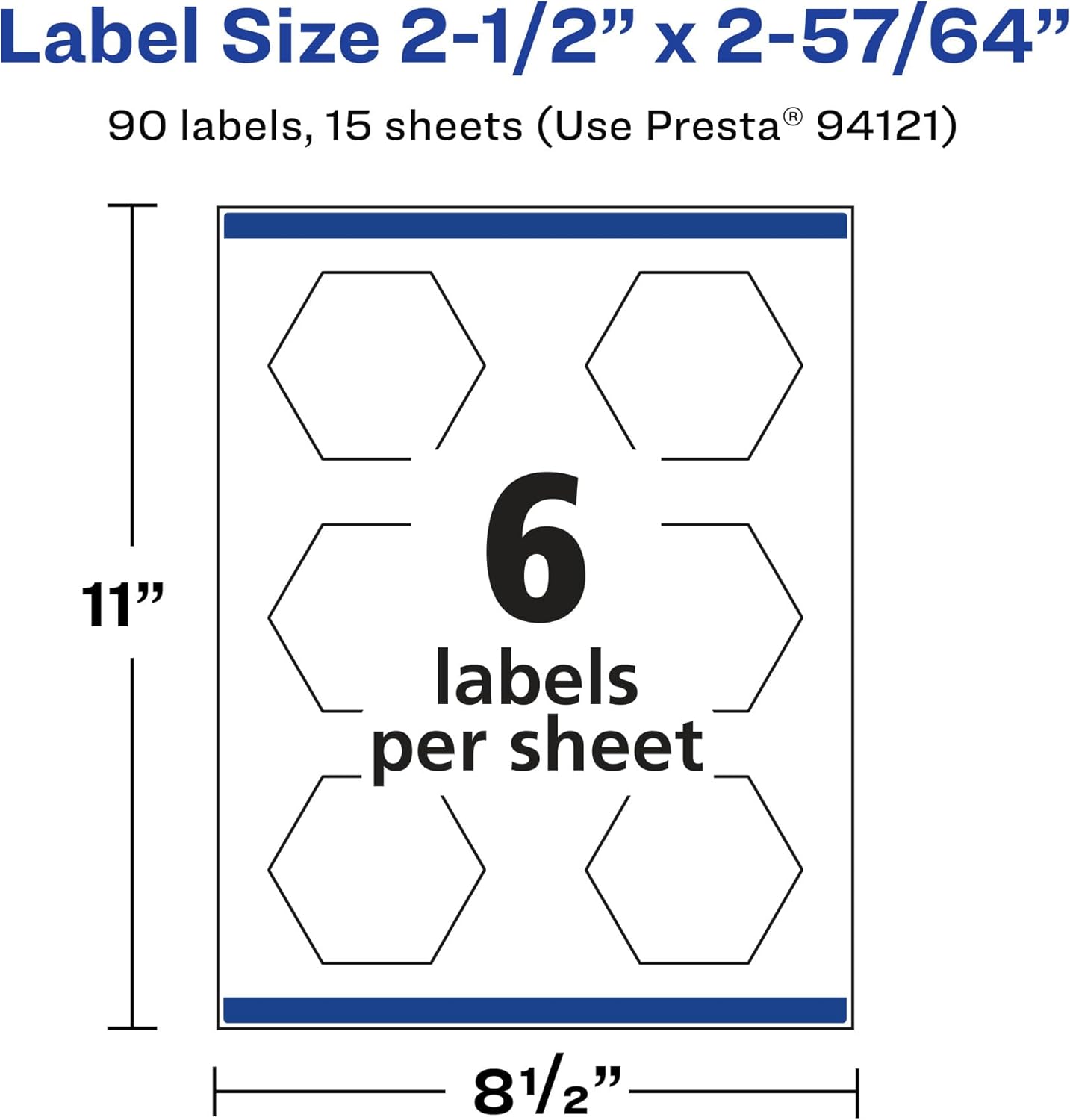 AVERY Matte White Removable Hexagon Labels, Sure Feed Technology, Print-to-The-Edge