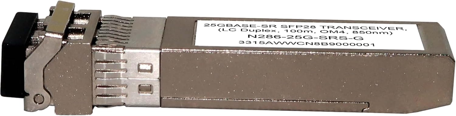 Eaton Tripp Lite Series 25GBase-SR SFP28 Transceiver Module, LC Duplex Multimode Fiber MMF, 25 Gbps, 850 nm