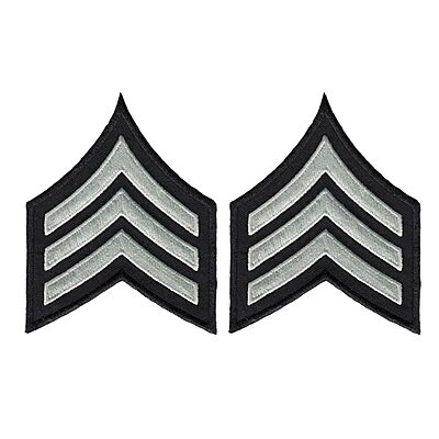 Hero's Pride LAPD SGT1 Chevron - Silver Grey Chevrons on Black 3-1/8' Patch, Durable Embroidered Design, Uniform Sergeant Patch for Police, Sold in Pairs