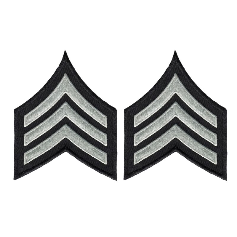 Hero's Pride LAPD SGT1 Chevron - Silver Grey Chevrons on Black 3-1/8' Patch, Durable Embroidered Design, Uniform Sergeant Patch for Police, Sold in Pairs