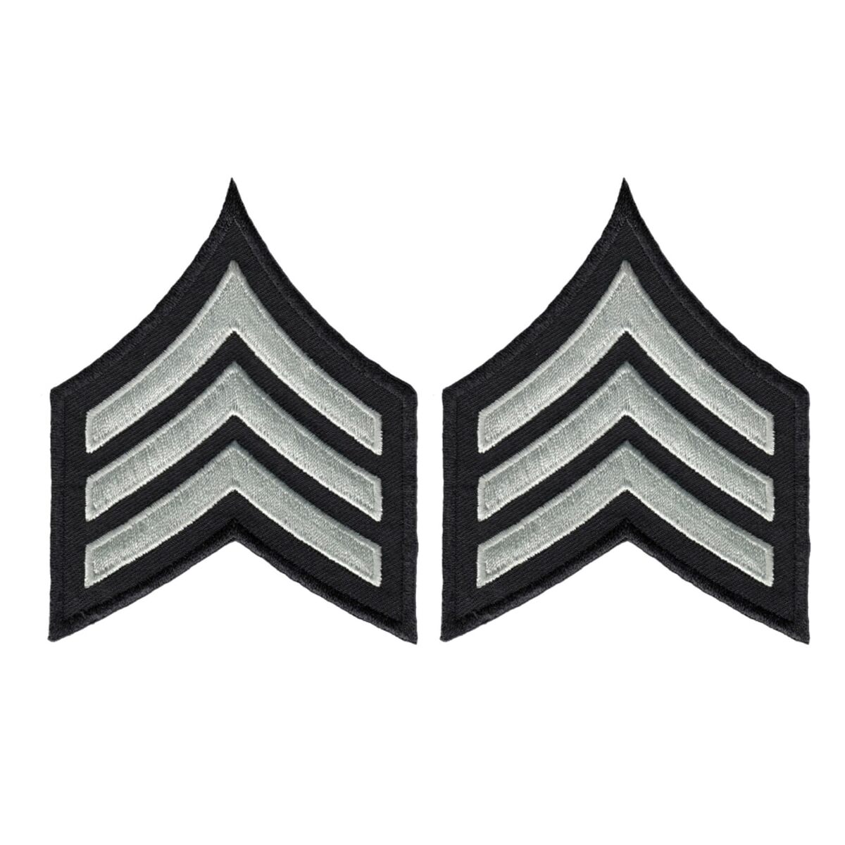 Hero's Pride LAPD SGT1 Chevron - Silver Grey Chevrons on Black 3-1/8' Patch, Durable Embroidered Design, Uniform Sergeant Patch for Police, Sold in Pairs