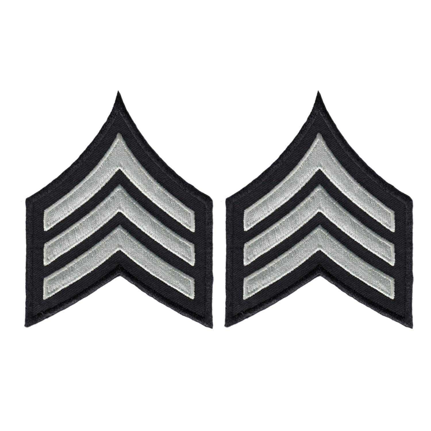 Hero's Pride LAPD SGT1 Chevron - Silver Grey Chevrons on Black 3-1/8' Patch, Durable Embroidered Design