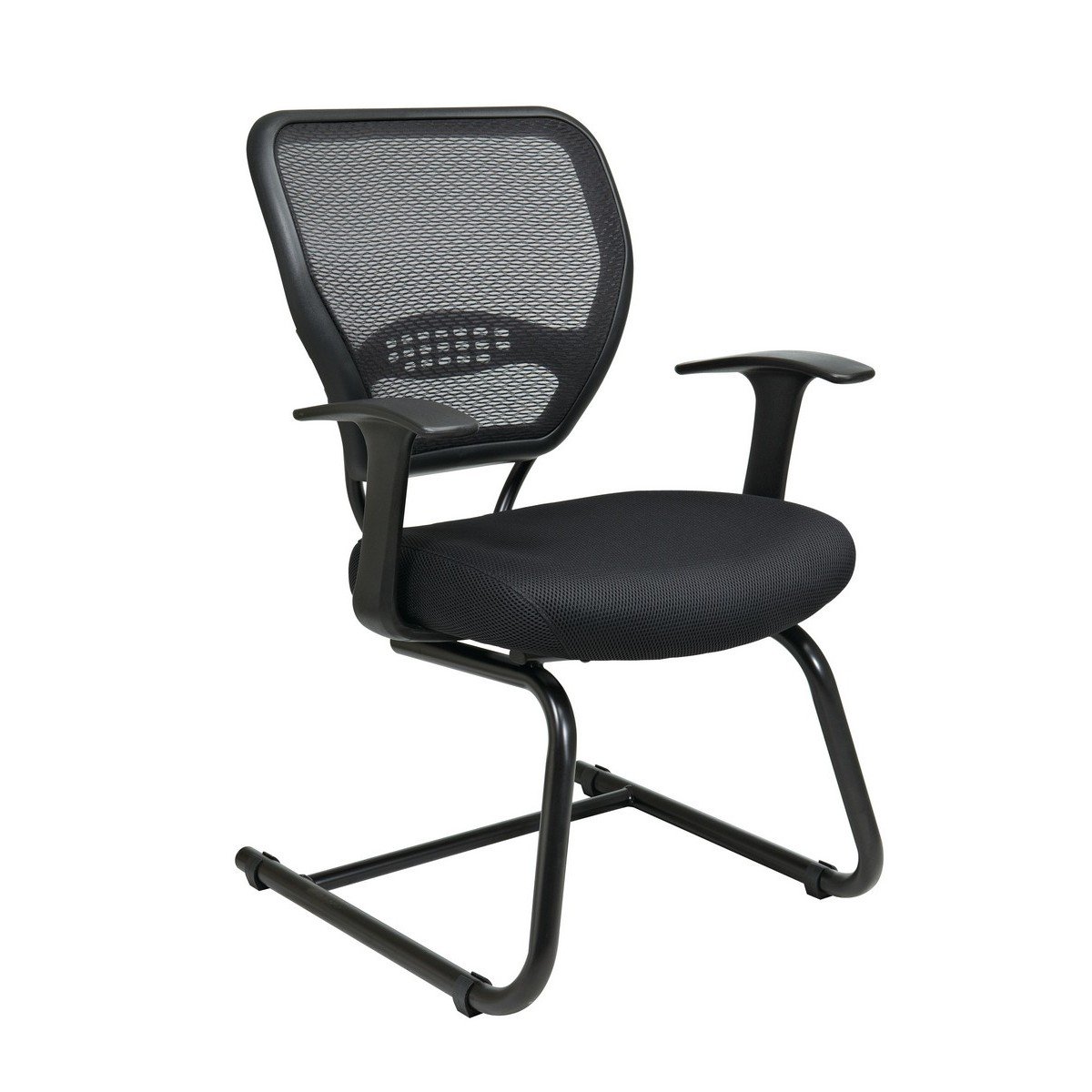 SPACE Seating 55 Series Professional Dark Air Grid Back Visitor's Chair with Built-in Lumbar Support