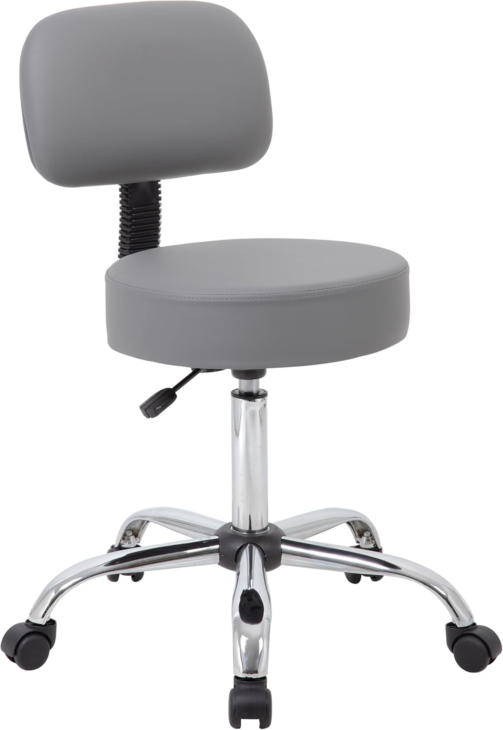 BOSS OFFICE PRODUCTS Medical Stool with Back, Antimicrobial Vinyl, Chrome Base