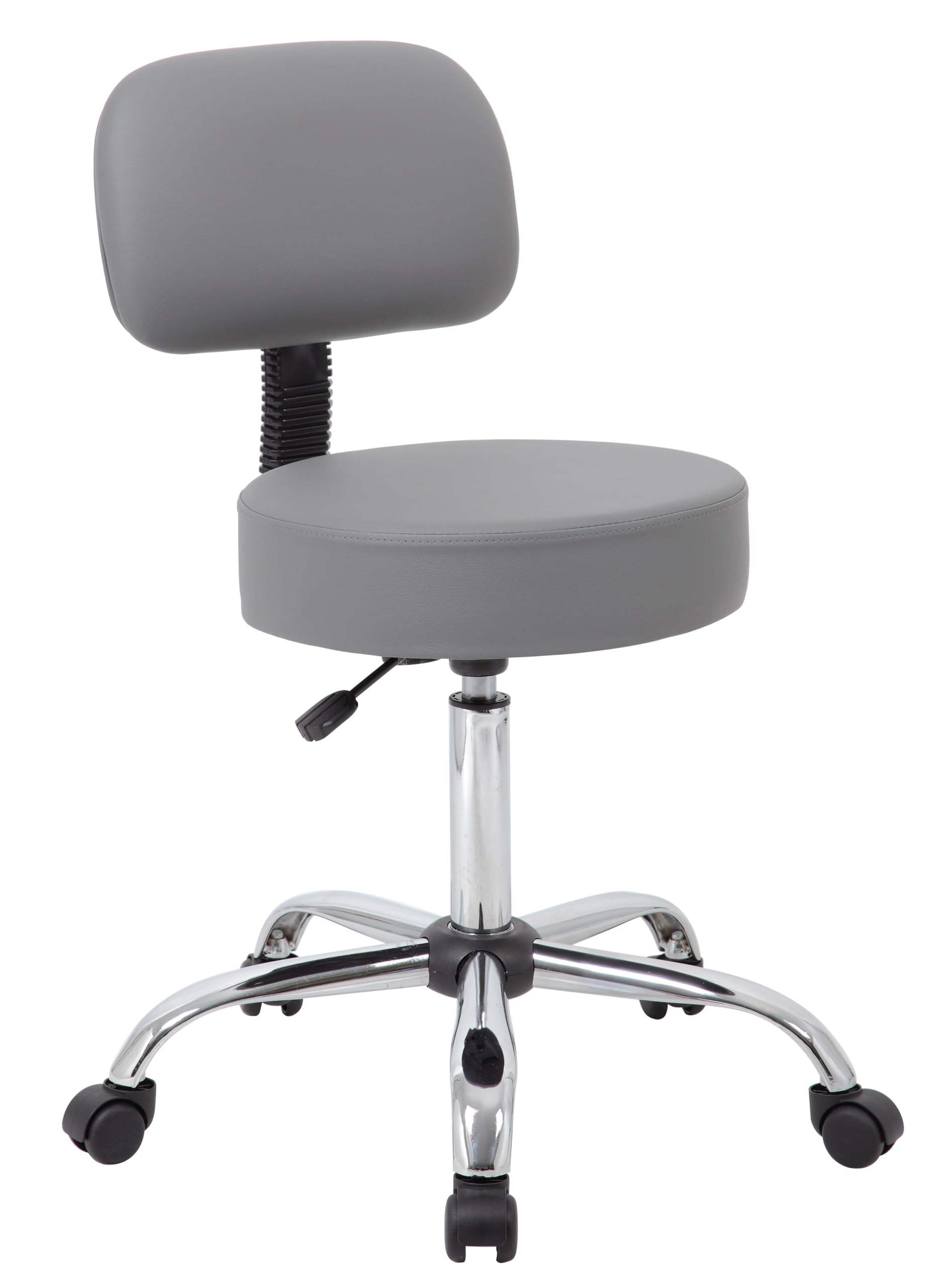BOSS OFFICE PRODUCTS Medical Stool with Back, Antimicrobial Vinyl, Chrome Base