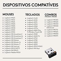 Logitech Unifying Receiver, 2.4 GHz Wireless Technology, USB Plug Compatible with all Logitech Unifying Devices like Wireless Mouse and Keyboard, PC / Mac / Laptop - Black