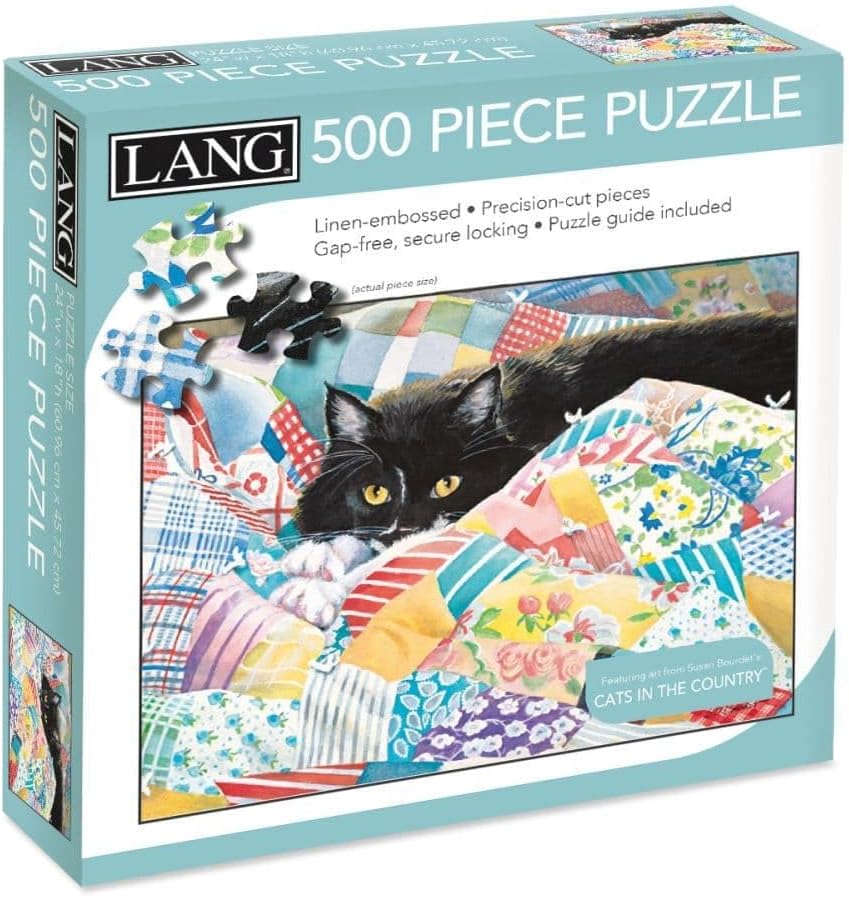 LANG Grandma's Quilt Cat 500 Piece Jigsaw Puzzle
