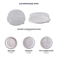 Eco-Products Recycled 9" Plate Dome Lids, Case of 300, Clear 100% Post-Consumer Recycled Plastic, Hot and Cold Food Friendly, Clear For Visibility