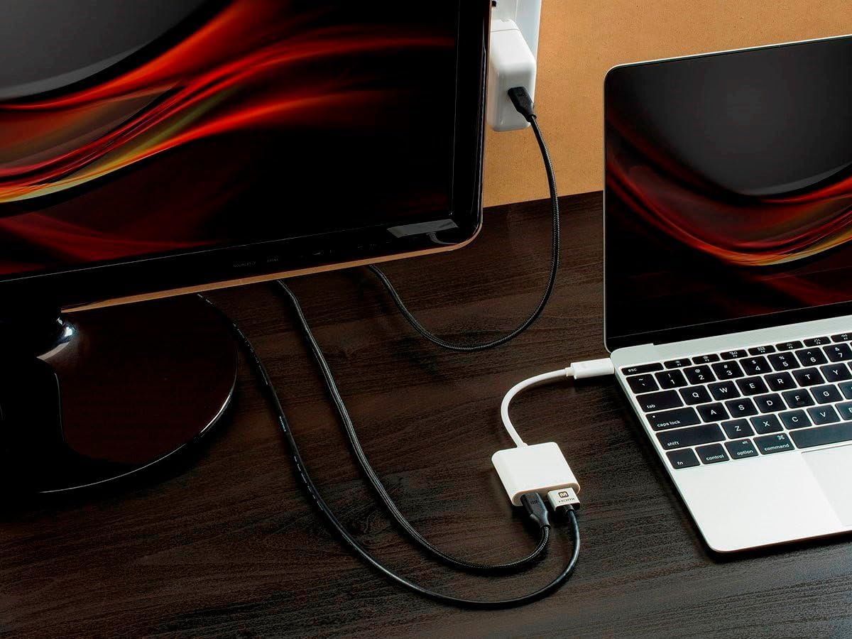 Monoprice USB-C Multiport Adapter - HDMI and USB-C Ports, Mirror Display, Up To 1080p @ 60hz, White - Select Series