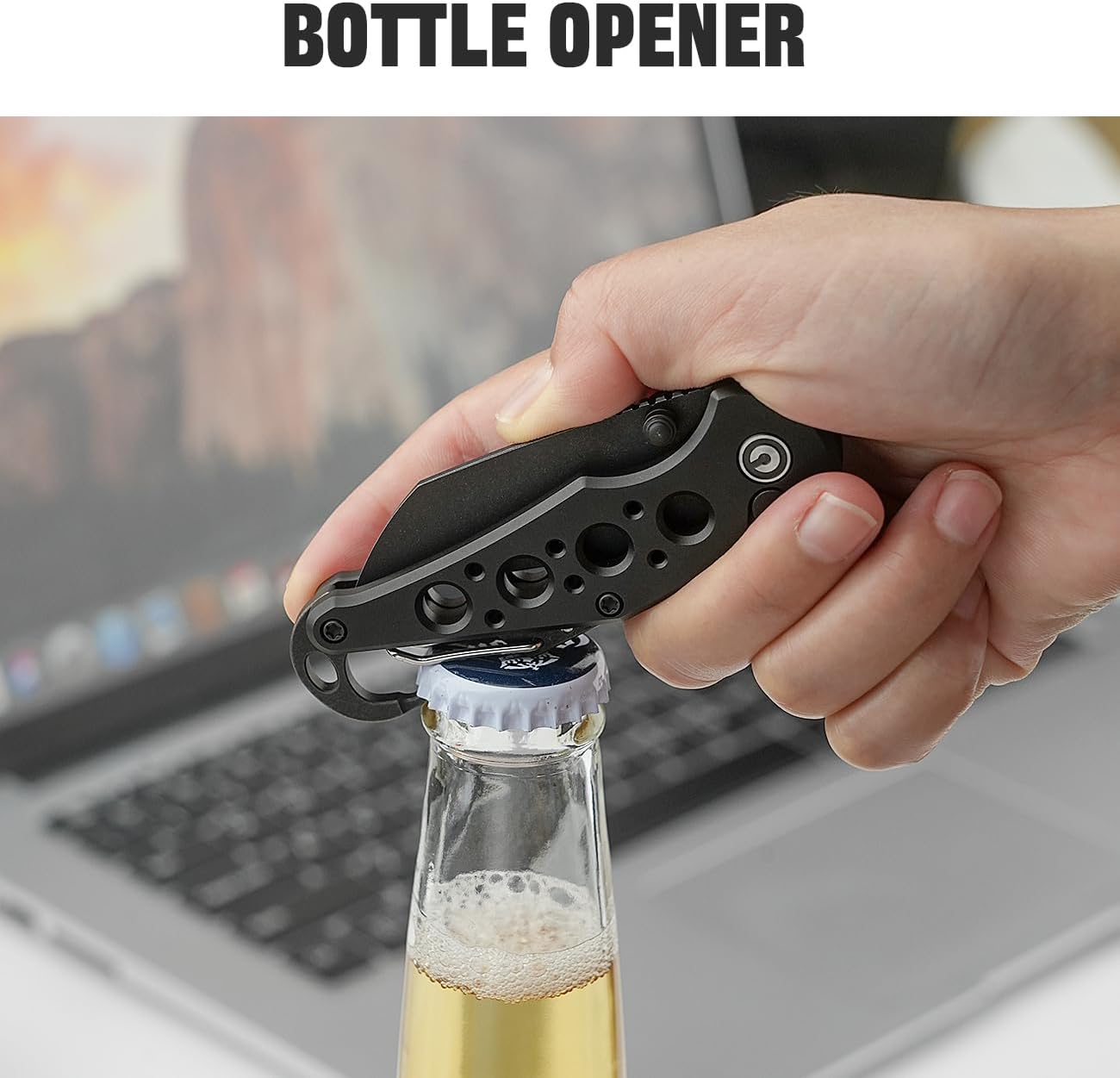 CIVIVI Pragma Folding Knife 2.2" Wharncliffe, Aluminum Handle, Carabiner & Bottle Opener