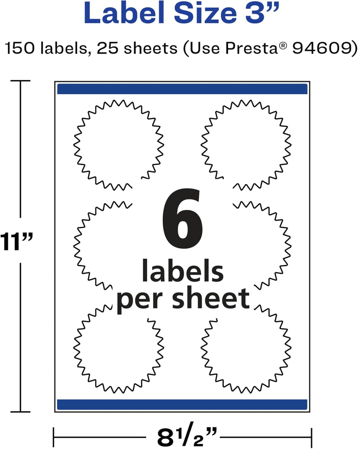 Avery Glossy White Starburst Labels, Sure Feed Technology, 3", Print-to-the-Edge, Permanent Adhesive, Laser/Inkjet Printable